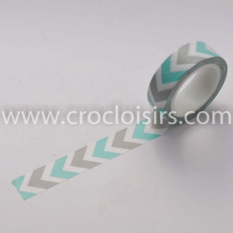 Masking Tape : Chevrons turquoise et gris Masking Tape : Chevrons turquoise et gris