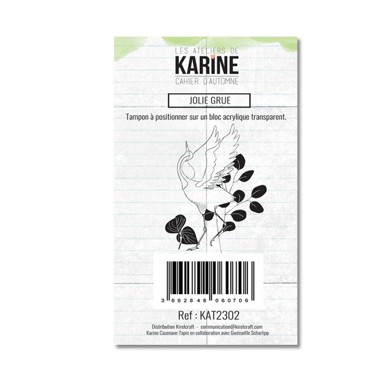 Tampon clear Cahier d'Automne Jolie grue - Les Ateliers de Karine Tampon clear Cahier d'Automne Jolie grue - Les Ateliers de Karine